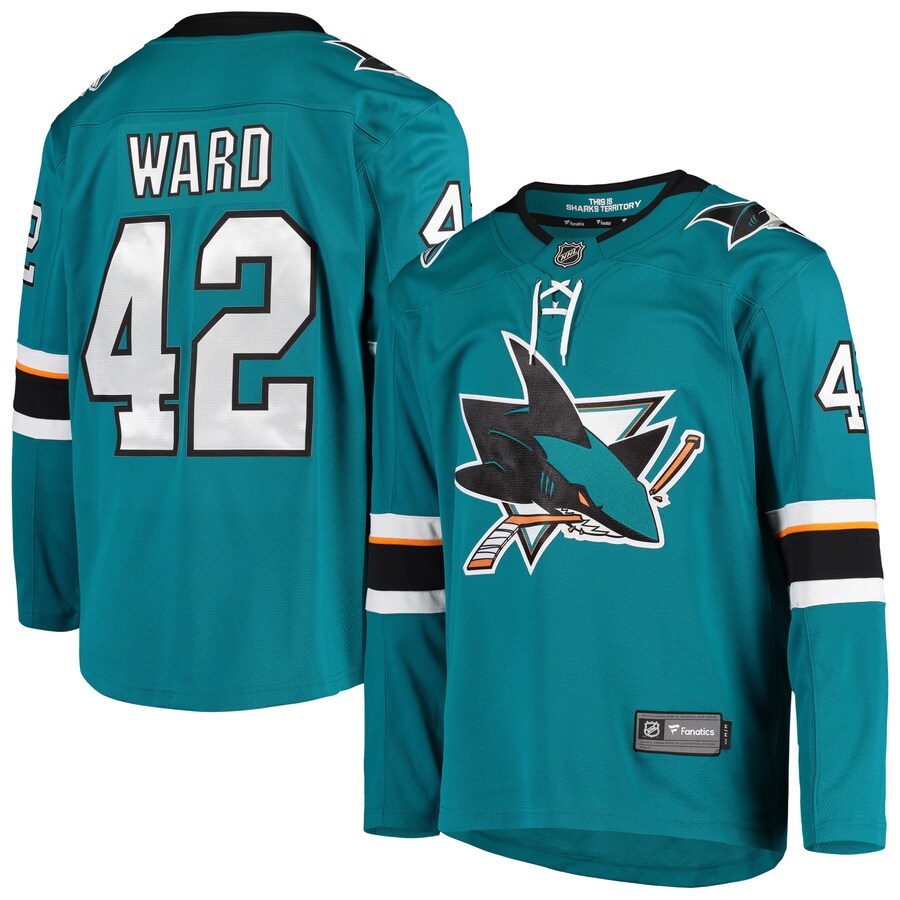 Men's San Jose Sharks Joel Ward Fanatics Branded Teal Breakaway Home Player Jersey - ujerseystore