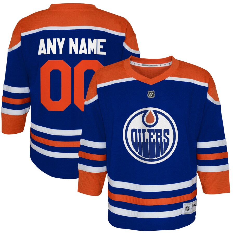 Youth Edmonton Oilers Royal Home Replica Custom Jersey - ujerseystore