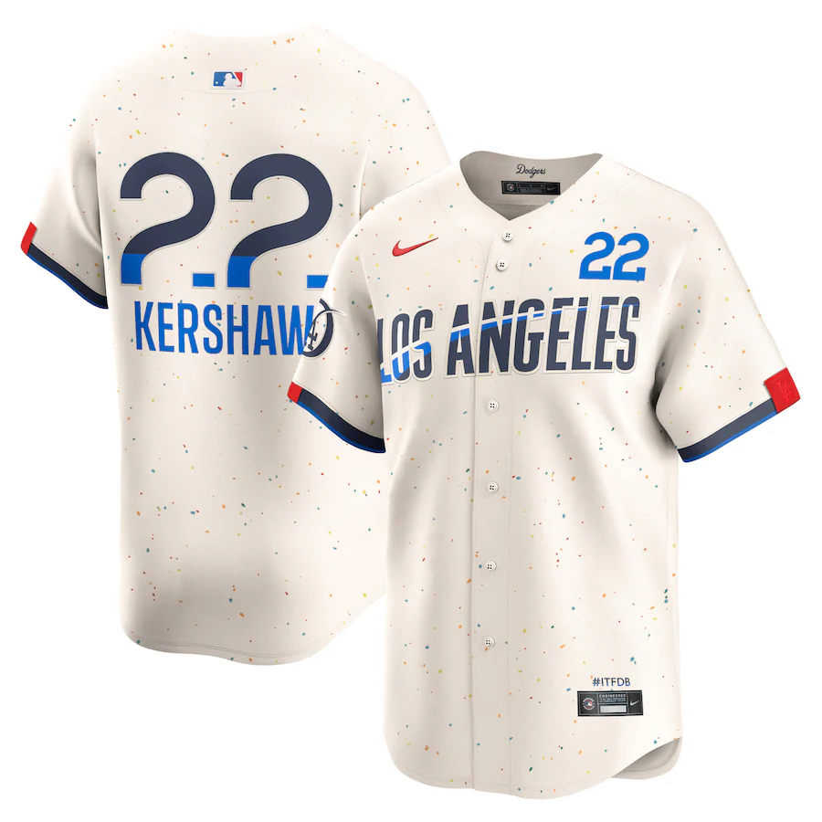 Men's Los Angeles Dodgers Clayton Kershaw Nike Cream 2024 City Connect Limited Player Jersey - ujerseystore