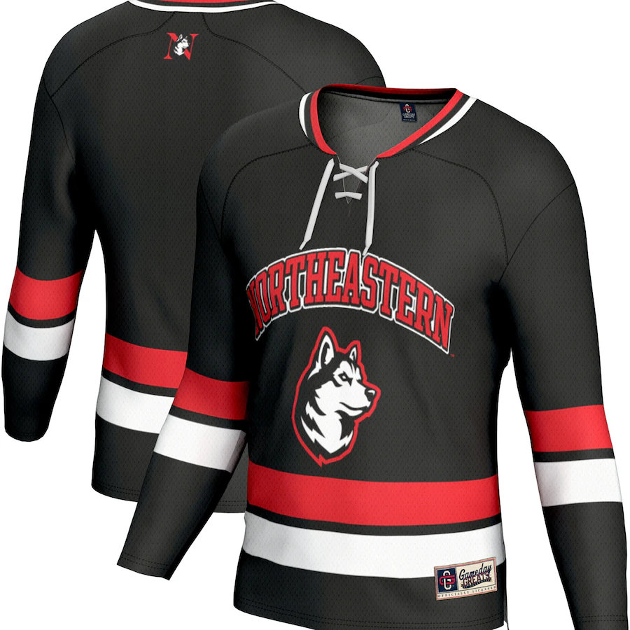 Men's GameDay Greats Black Northeastern Huskies Spirit Hockey Jersey - ujerseystore