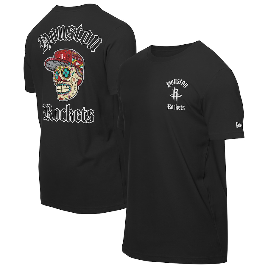 Men's Houston Rockets New Era Black Sugar Skulls T-Shirt - ujerseystore