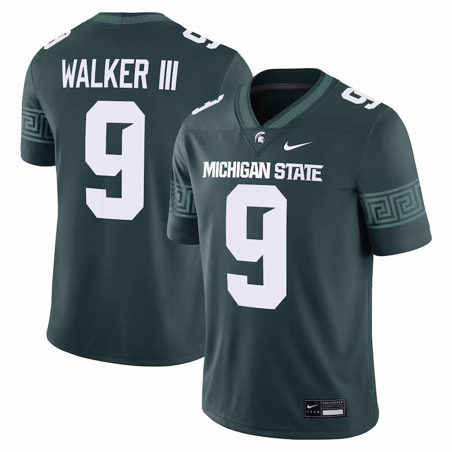 Men's Nike Kenneth Walker III Green Michigan State Spartans Player Game Jersey - ujerseystore