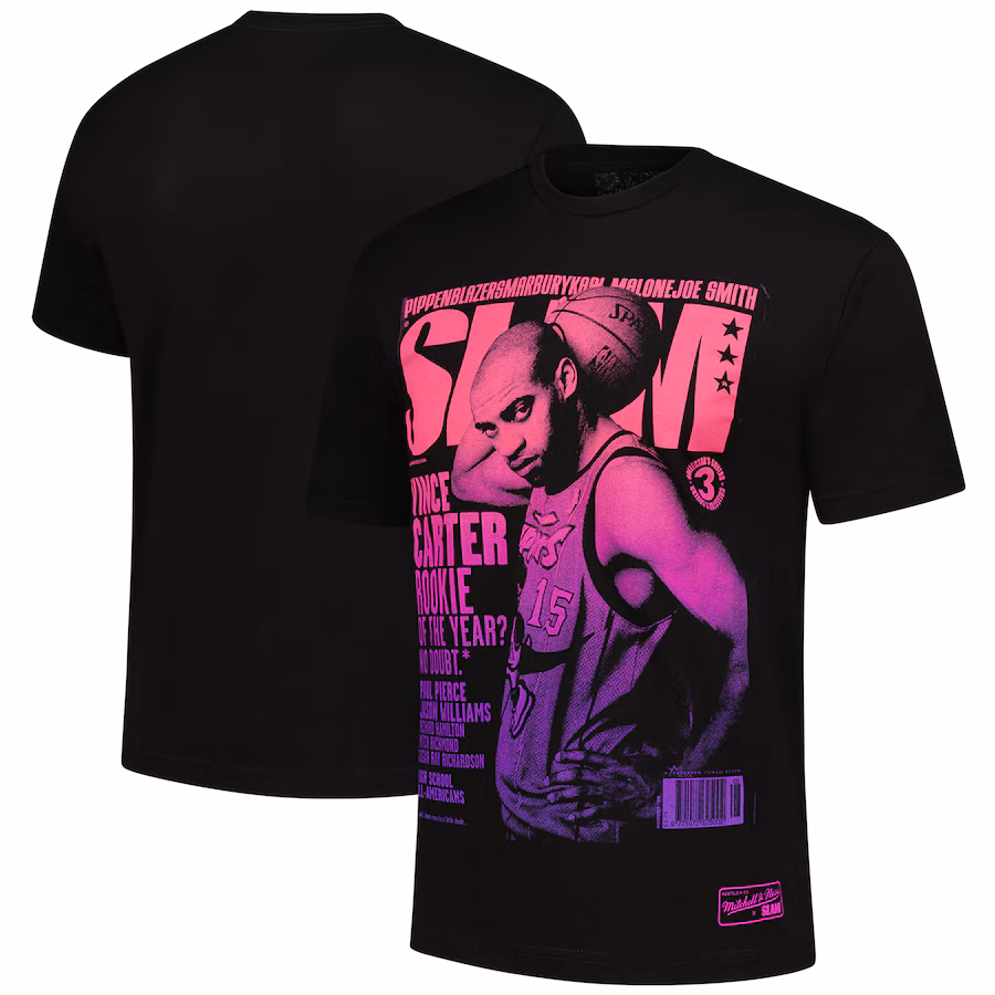 Men's Toronto Raptors Vince Carter Mitchell & Ness Black SLAM Gradient T-Shirt - ujerseystore