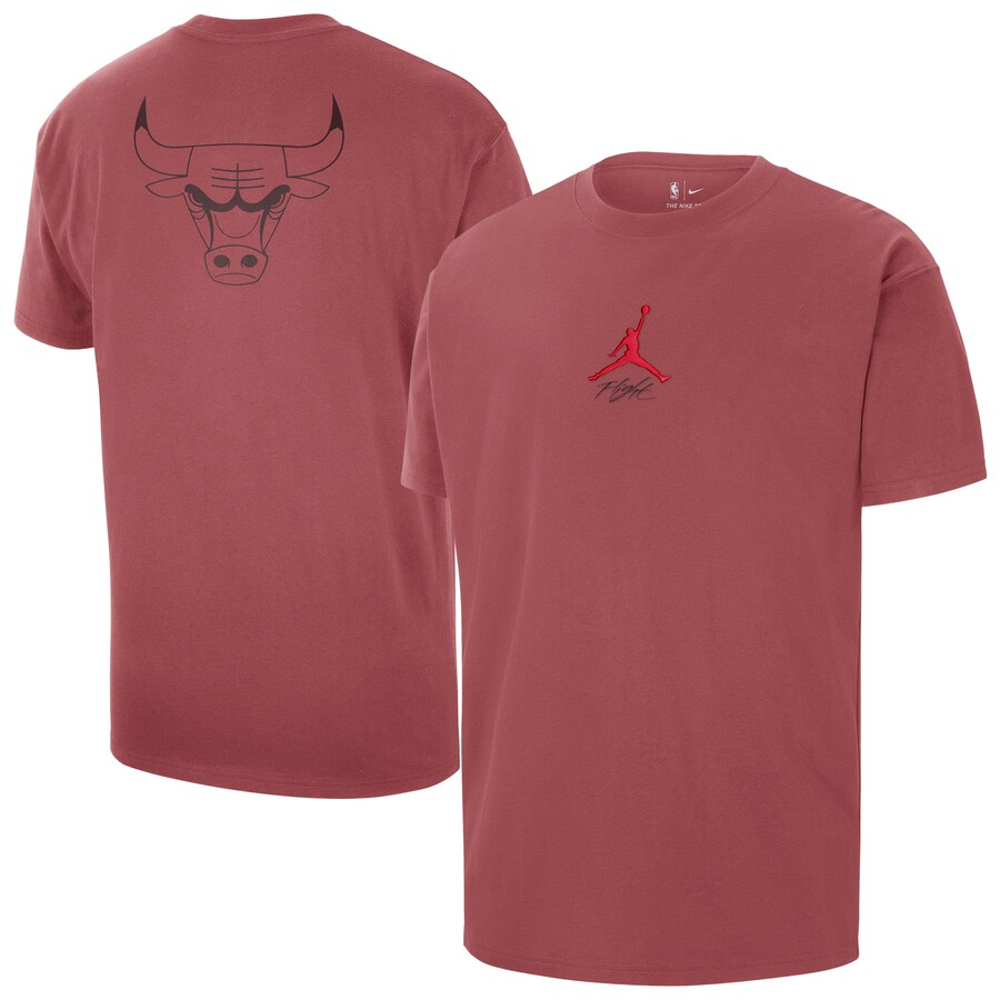 Men's Chicago Bulls Jordan Brand Red Statement Edition Jumpman Flight Heavyweight T-Shirt - ujerseystore