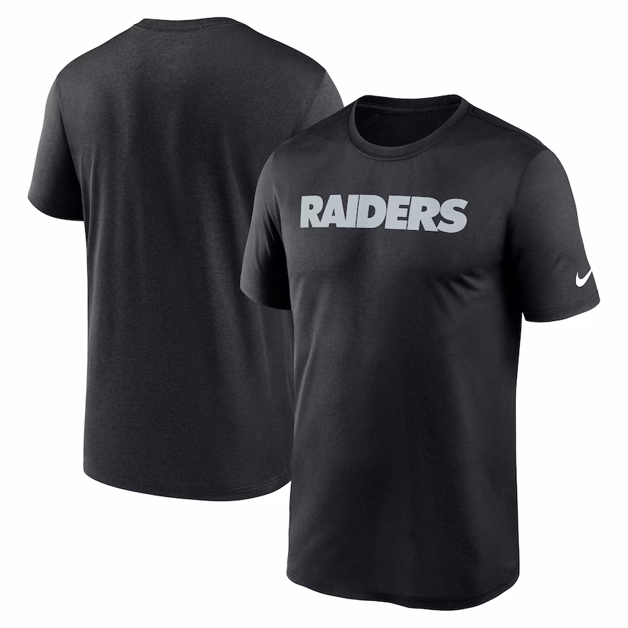 Men's Las Vegas Raiders Nike Black Primetime Legend Wordmark Performance T-Shirt - ujerseystore
