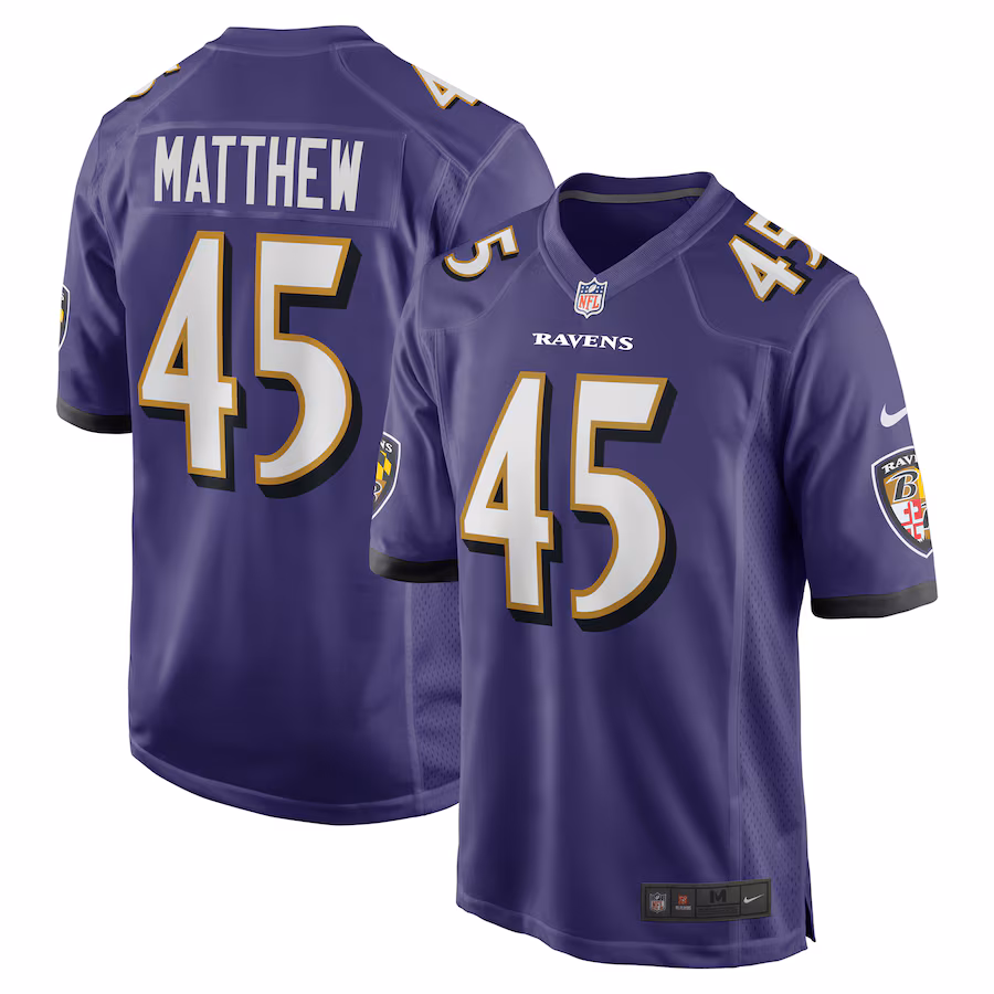 Men's Baltimore Ravens Christian Matthew Nike Purple Team Game Jersey - ujerseystore