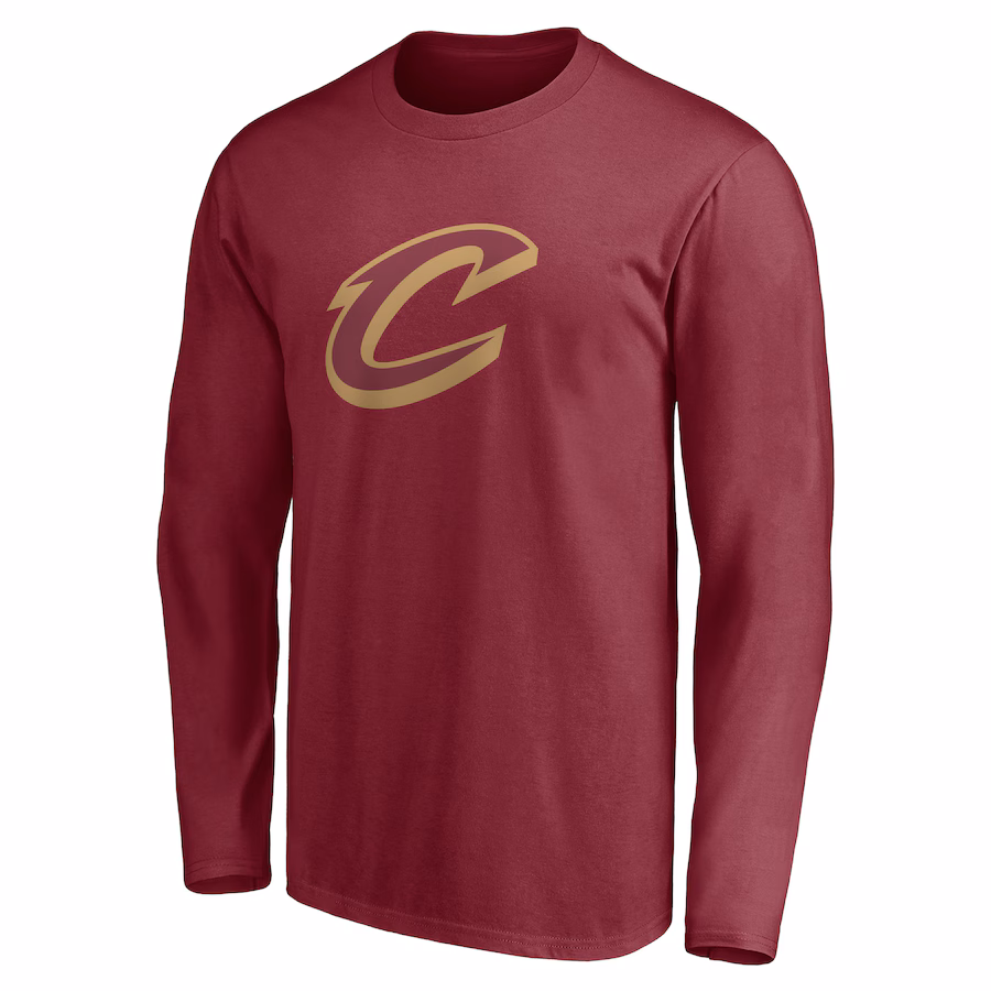 Men's Cleveland Cavaliers Wine Primary Logo Team Long Sleeve T-Shirt - ujerseystore