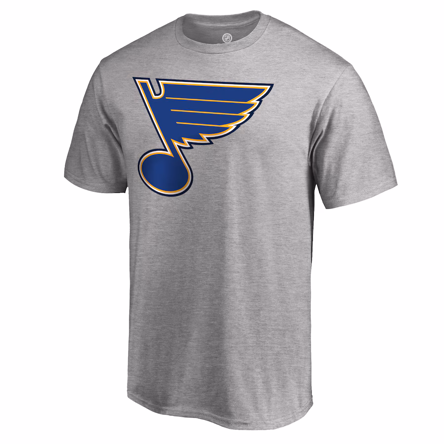 Men's St. Louis Blues Ash Team Primary Logo T-Shirt - ujerseystore