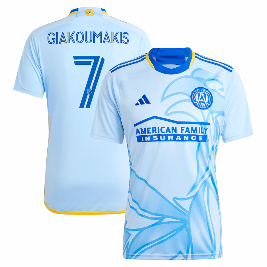 Men's Atlanta United FC Giorgos Giakoumakis adidas Light Blue 2024 The Resurgens Kit Replica Player Jersey - ujerseystore