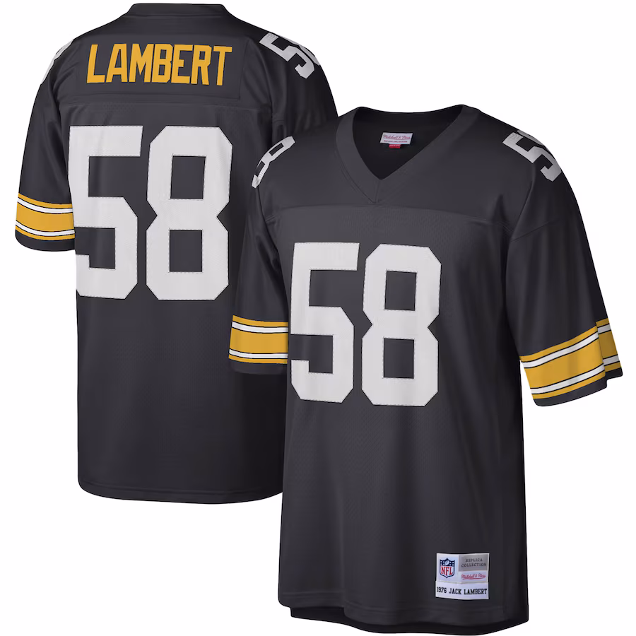 Men's Pittsburgh Steelers Jack Lambert Mitchell & Ness Black Legacy Replica Jersey - ujerseystore