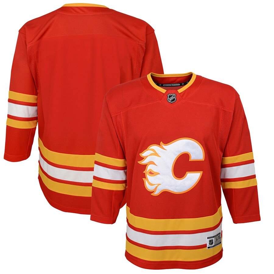Youth Calgary Flames Red Home Premier Jersey - ujerseystore