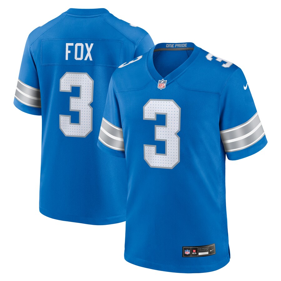 Men's Detroit Lions Jack Fox Nike Blue Team Game Jersey - ujerseystore