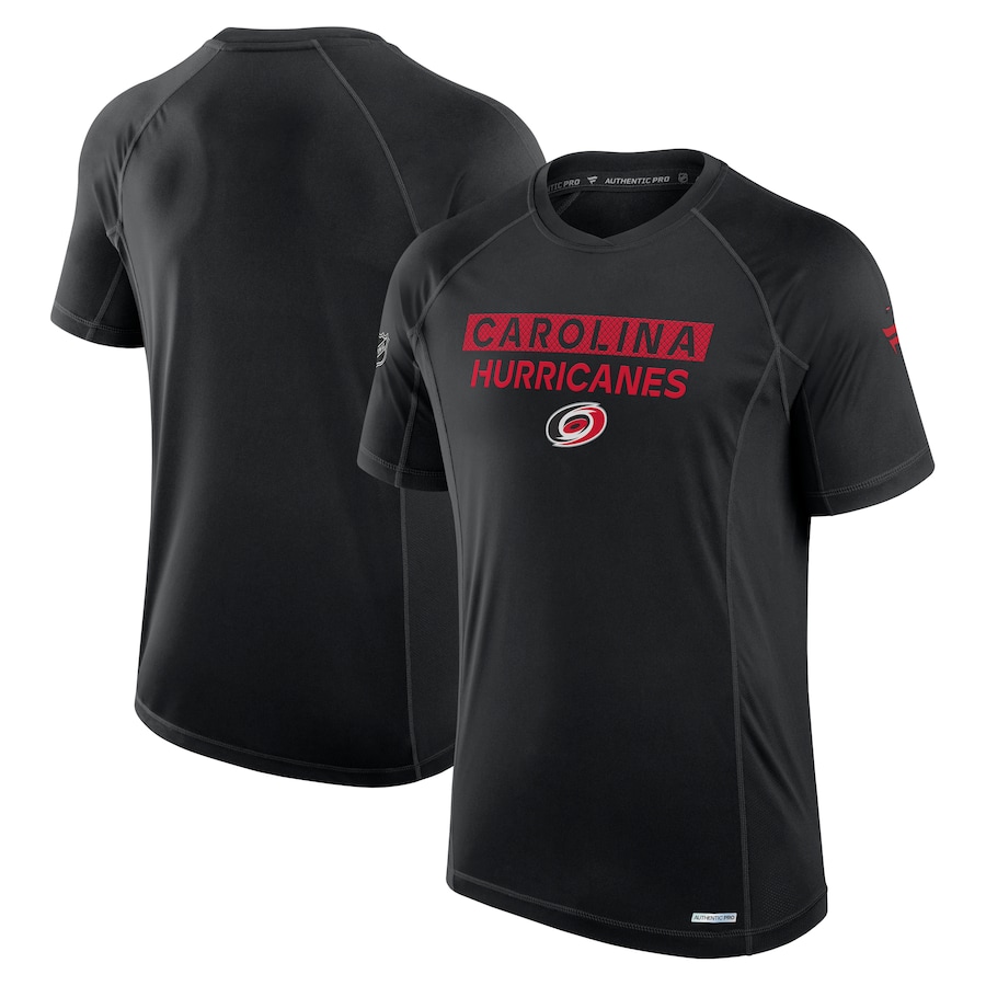 Men's Carolina Hurricanes Fanatics Black Authentic Pro Rink Tech T-Shirt - ujerseystore