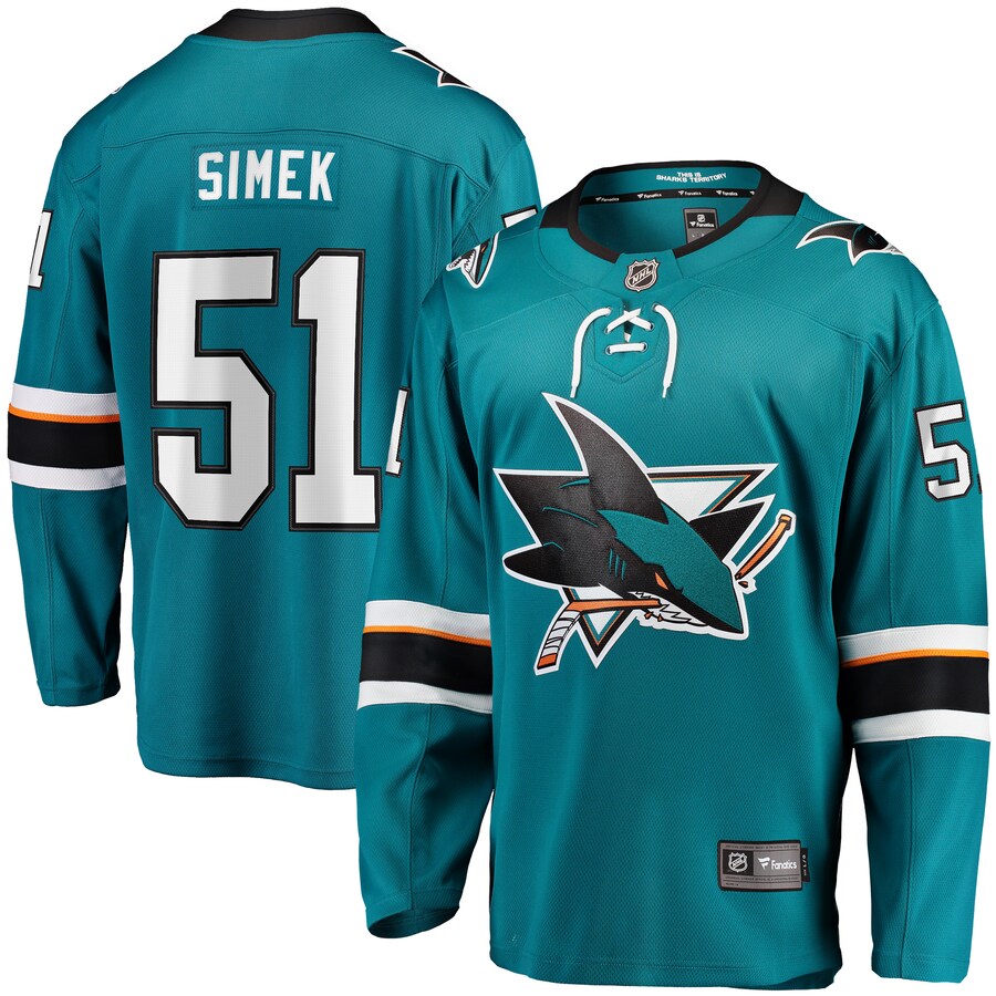 Radim Simek San Jose Sharks Fanatics Branded Home Breakaway Player Jersey - Teal - ujerseystore