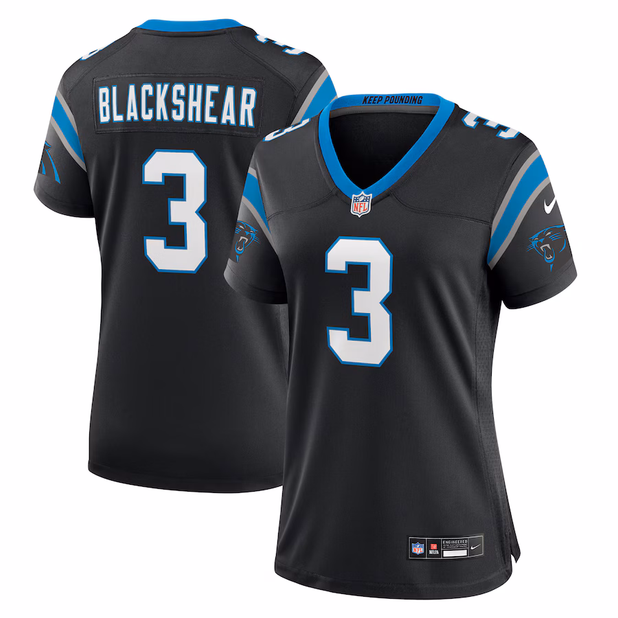 Women's Carolina Panthers Raheem Blackshear Nike Black Team Game Jersey - ujerseystore
