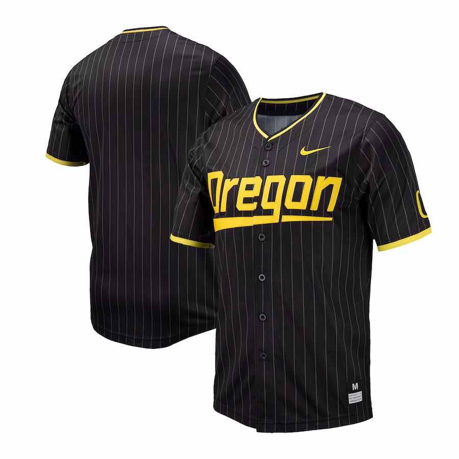 Oregon Ducks Nike Pinstripe Replica Baseball Jersey - Black - ujerseystore