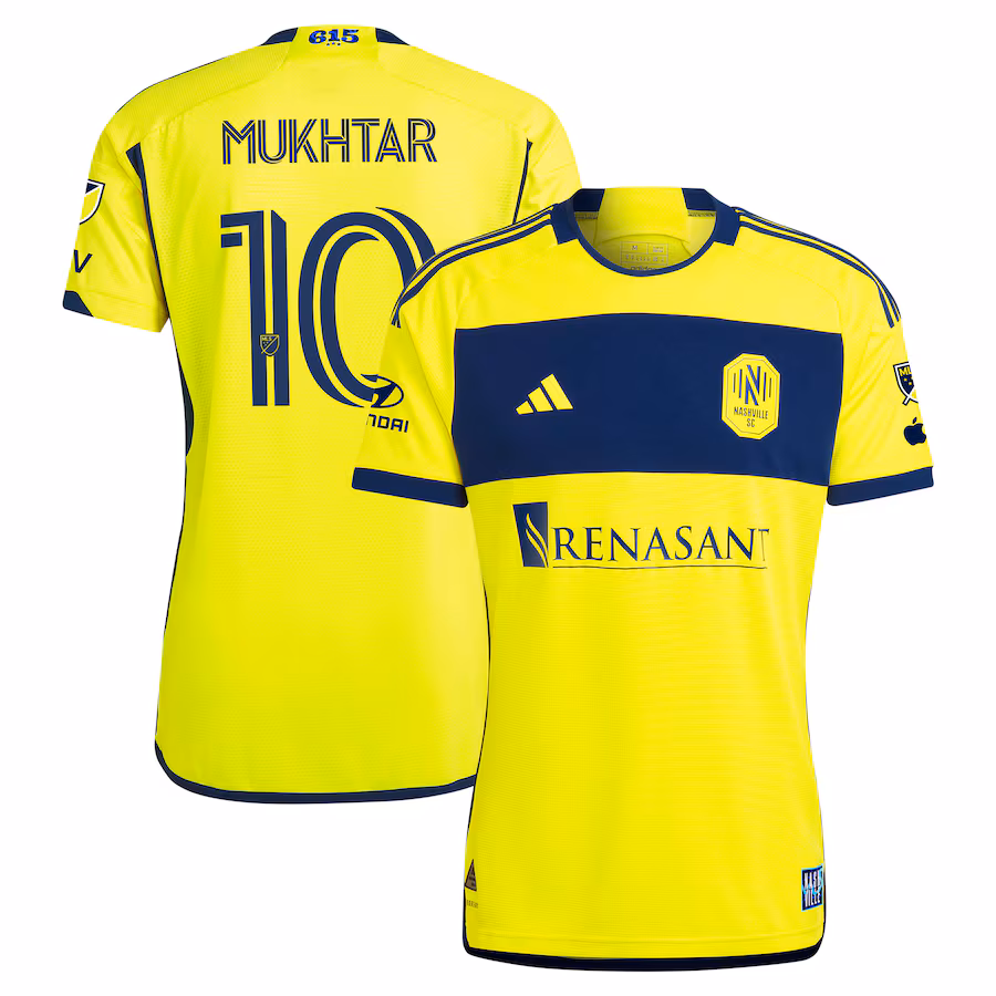 Men's Nashville SC Hany Mukhtar adidas Yellow 2024 The 615 Kit Authentic Player Jersey - ujerseystore