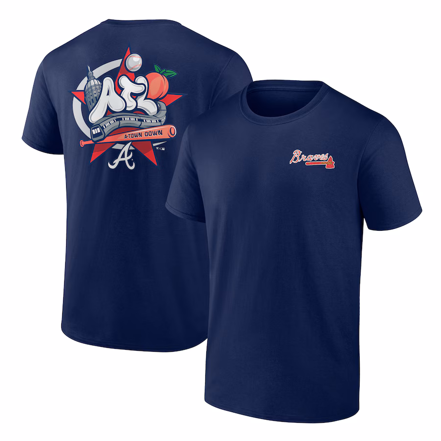 Men's Atlanta Braves Navy Hometown Collection Nice Kicks T-Shirt - ujerseystore
