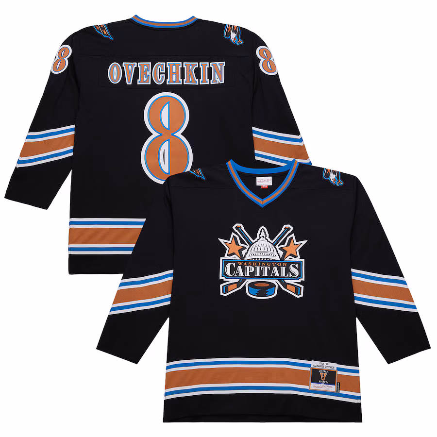 Men's Washington Capitals Alexander Ovechkin Black 2005-06 Power Play Jersey - ujerseystore
