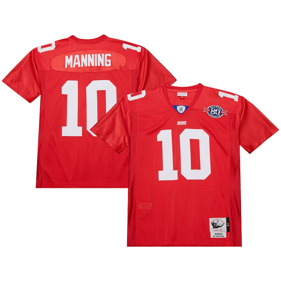 Men's New York Giants 2004 Eli Manning Mitchell & Ness Red Authentic Throwback Retired Player Jersey - ujerseystore