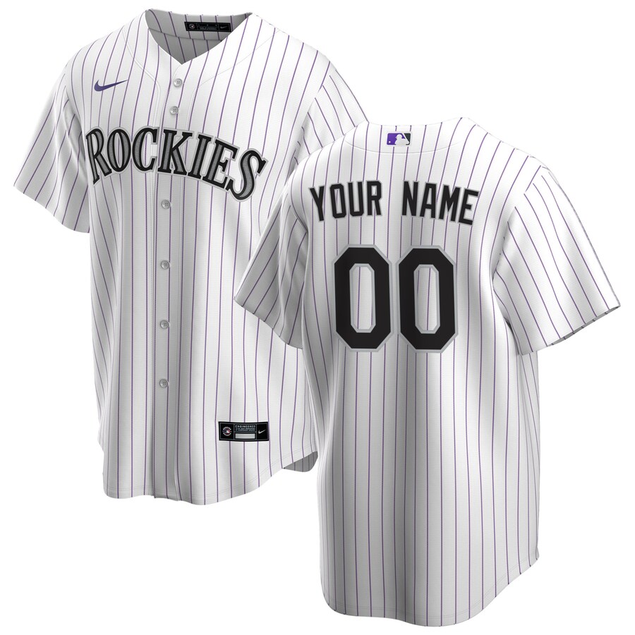 Youth Colorado Rockies Nike White Home Replica Custom Jersey - ujerseystore