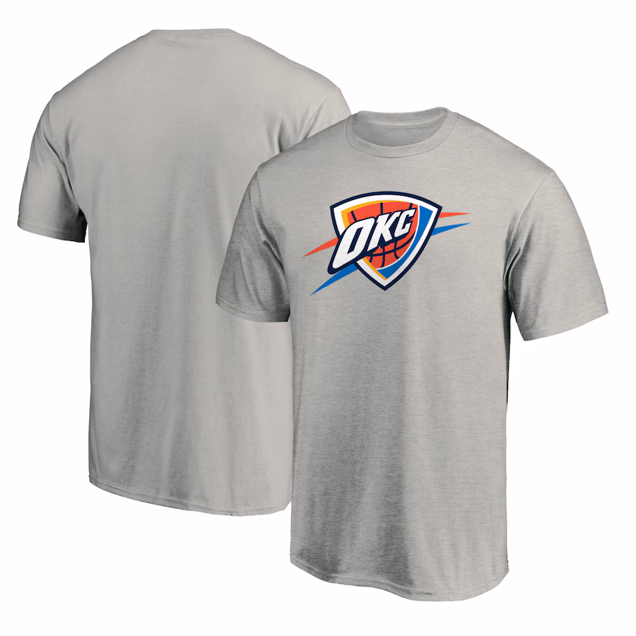 Men's Oklahoma City Thunder  Heather Gray Primary Logo T-Shirt - ujerseystore