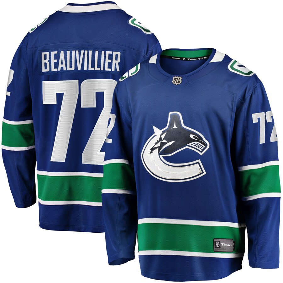 Men's Vancouver Canucks Anthony Beauvillier Fanatics Branded Blue Home Breakaway Jersey - ujerseystore