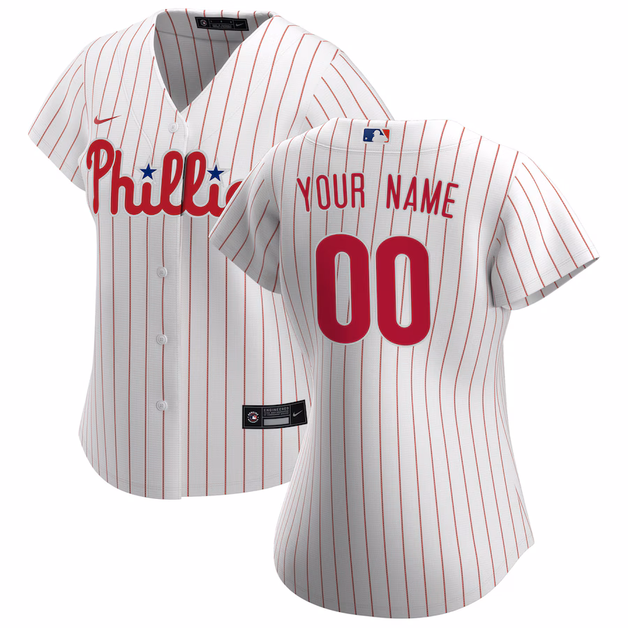 Women's Philadelphia Phillies Nike White Home Replica Custom Jersey - ujerseystore