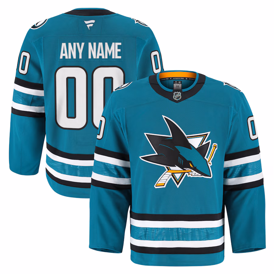 Men's San Jose Sharks Fanatics Teal Home Authentic Pro Custom Jersey - ujerseystore