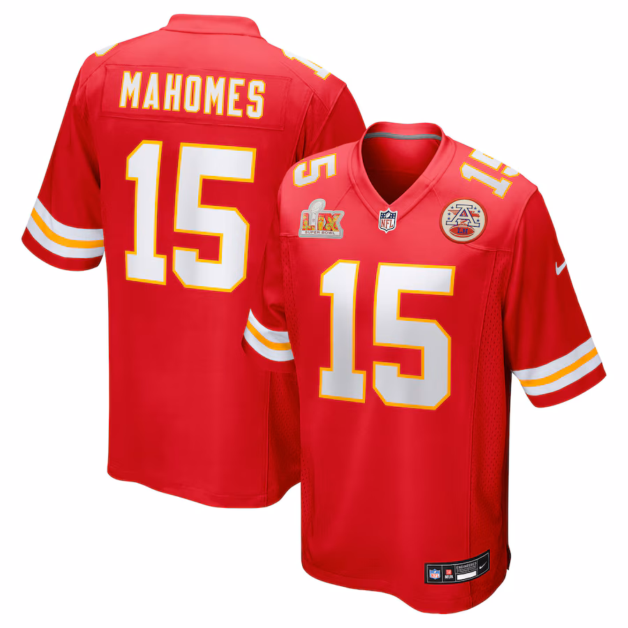 Men's Kansas City Chiefs Patrick Mahomes Nike Red Super Bowl LIX Game Jersey - ujerseystore