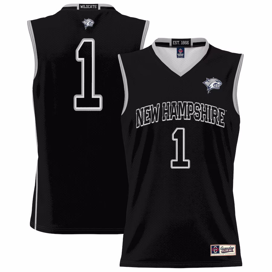 #1 New Hampshire Wildcats GameDay Greats Unisex Lightweight Basketball Jersey - Black - ujerseystore