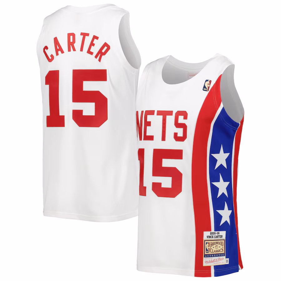 Men's New Jersey Nets Vince Carter Mitchell & Ness White Hardwood Classics Swingman Jersey - ujerseystore