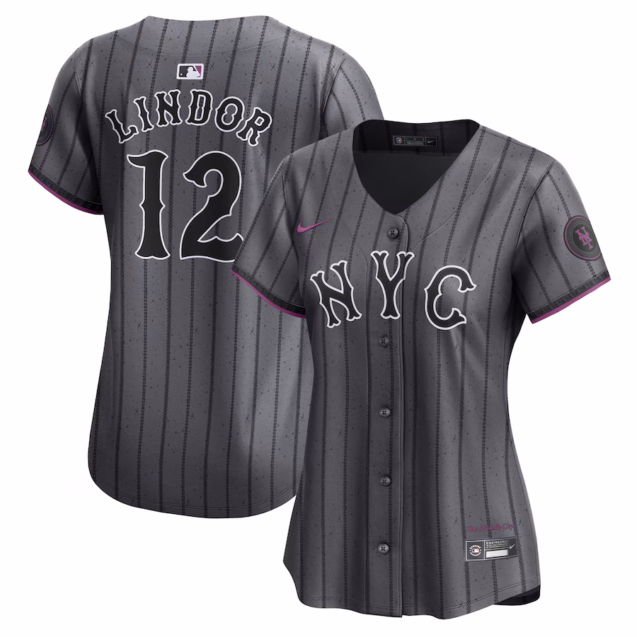 Women's New York Mets Francisco Lindor Nike Graphite 2024 City Connect Limited Player Jersey - ujerseystore