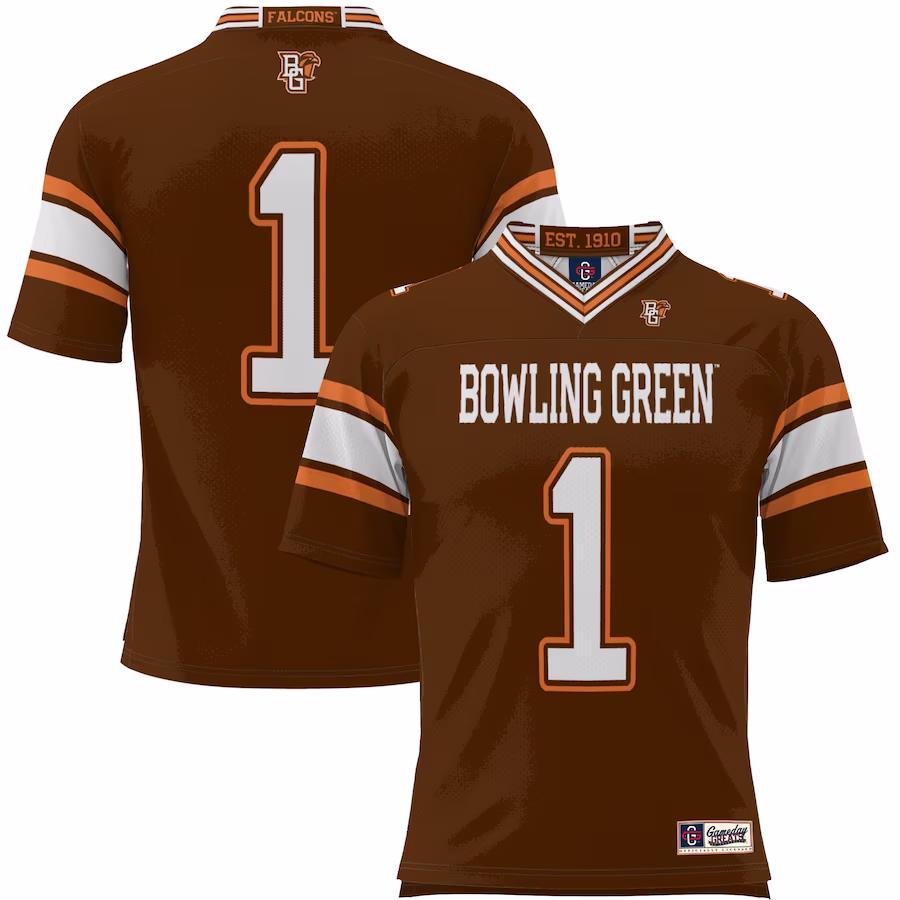 #1 Bowling Green St. Falcons GameDay Greats Endzone Football Jersey - Brown - ujerseystore