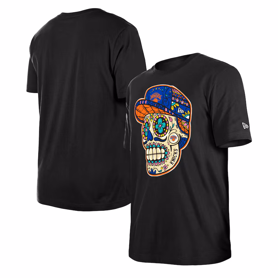 Unisex New York Knicks New Era Black Sugar Skull T-Shirt - ujerseystore