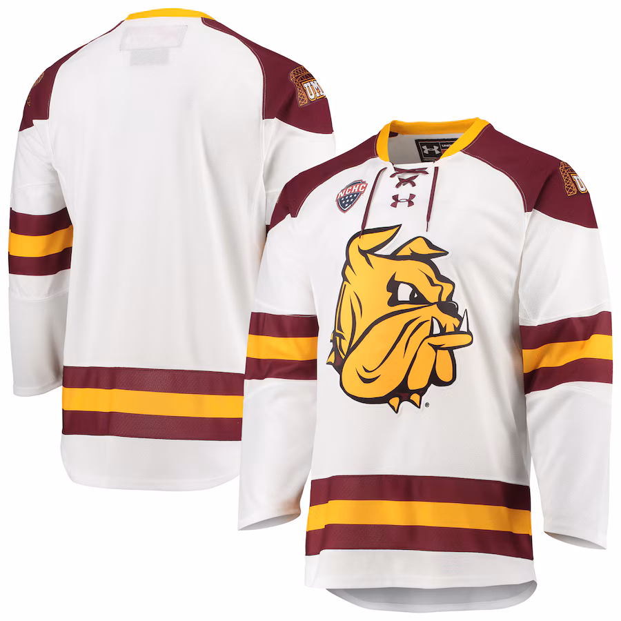 Men's Under Armour White Minnesota Duluth Bulldogs Replica Hockey Jersey - ujerseystore