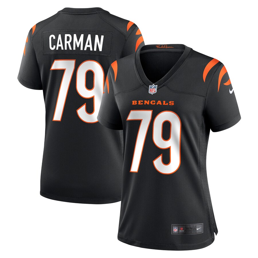 Women's Cincinnati Bengals Jackson Carman Nike Black Game Jersey - ujerseystore