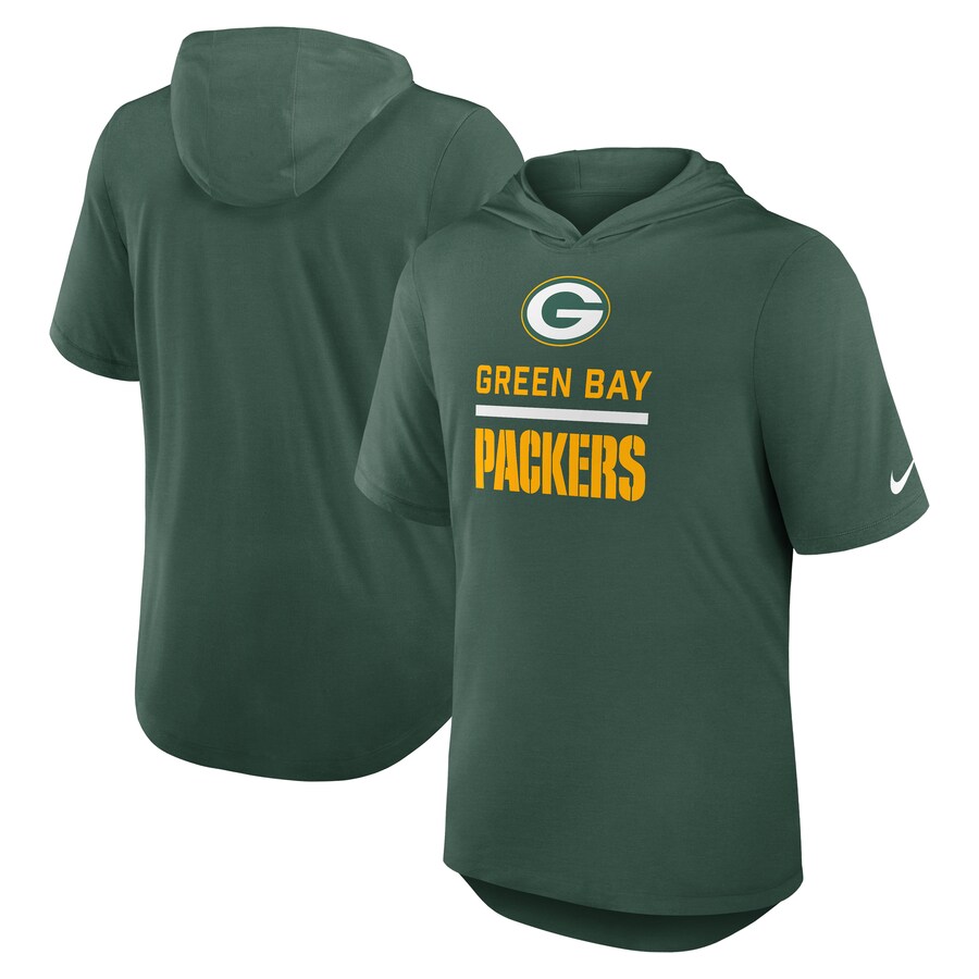 Men's Green Bay Packers Nike Green Lockup Tri-Blend Hoodie T-Shirt - ujerseystore