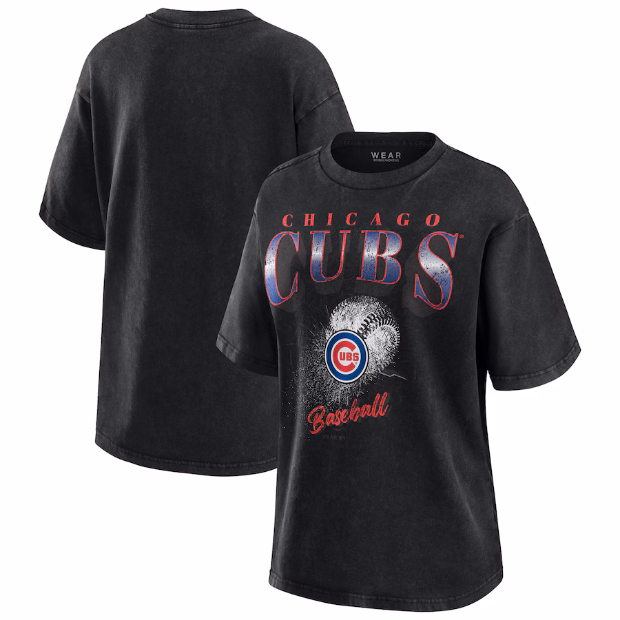 Women's Chicago Cubs WEAR by Erin Andrews Charcoal Boyfriend T-Shirt - ujerseystore