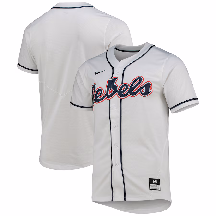 Men's Nike White Ole Miss Rebels Replica Baseball Jersey - ujerseystore