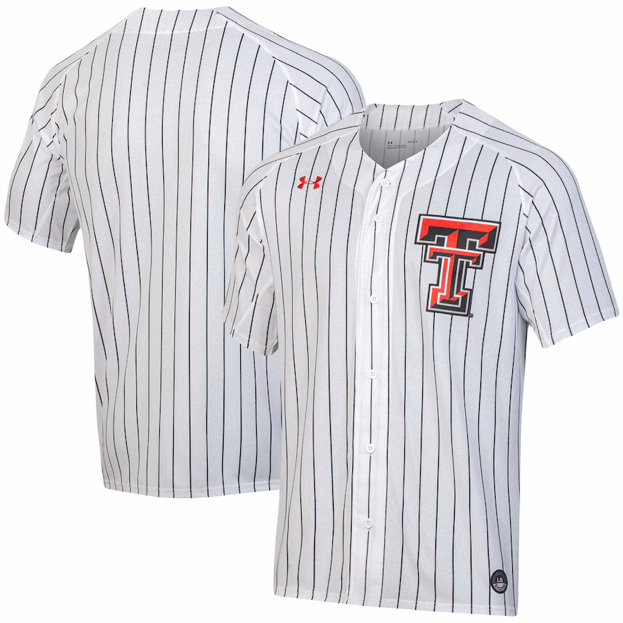 Men's Under Armour White Texas Tech Red Raiders Softball Button-Up Jersey - ujerseystore
