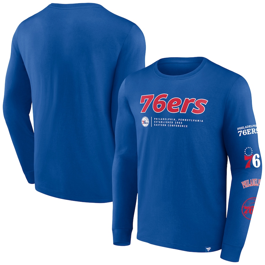 Men's Philadelphia 76ers Fanatics Royal Baseline Long Sleeve T-Shirt - ujerseystore