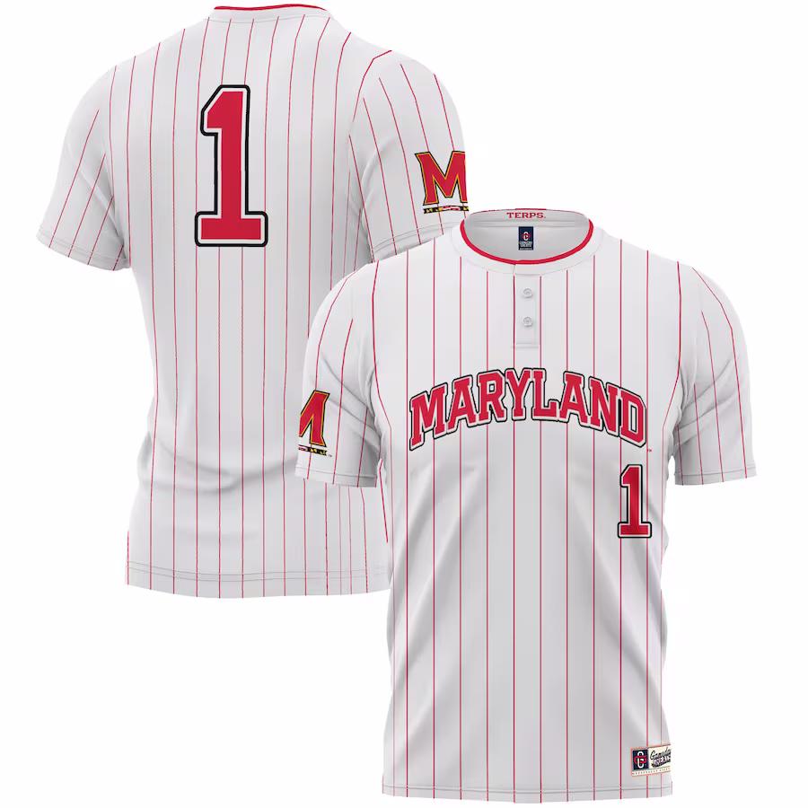 #1 Maryland Terrapins GameDay Greats Youth Lightweight Softball Jersey - White - ujerseystore