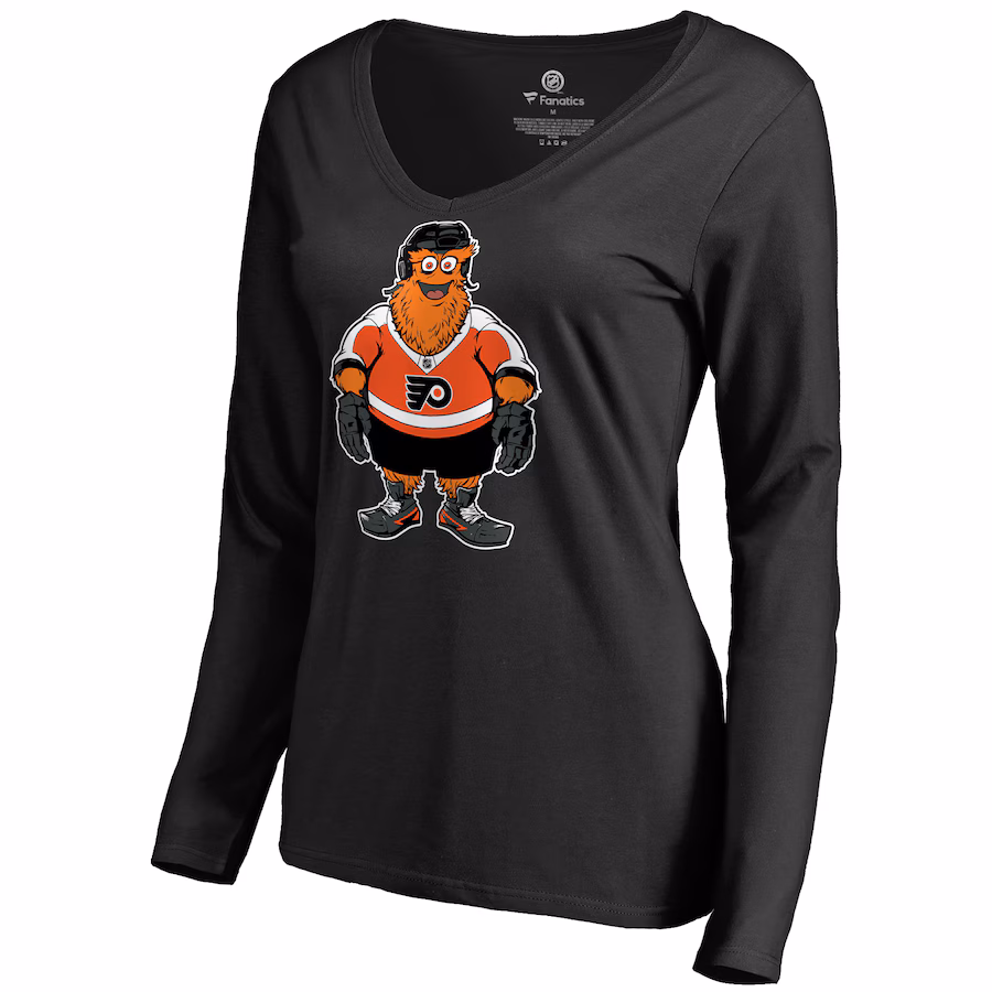 Women's Philadelphia Flyers Black Gritty Long Sleeve V-Neck T-Shirt - ujerseystore