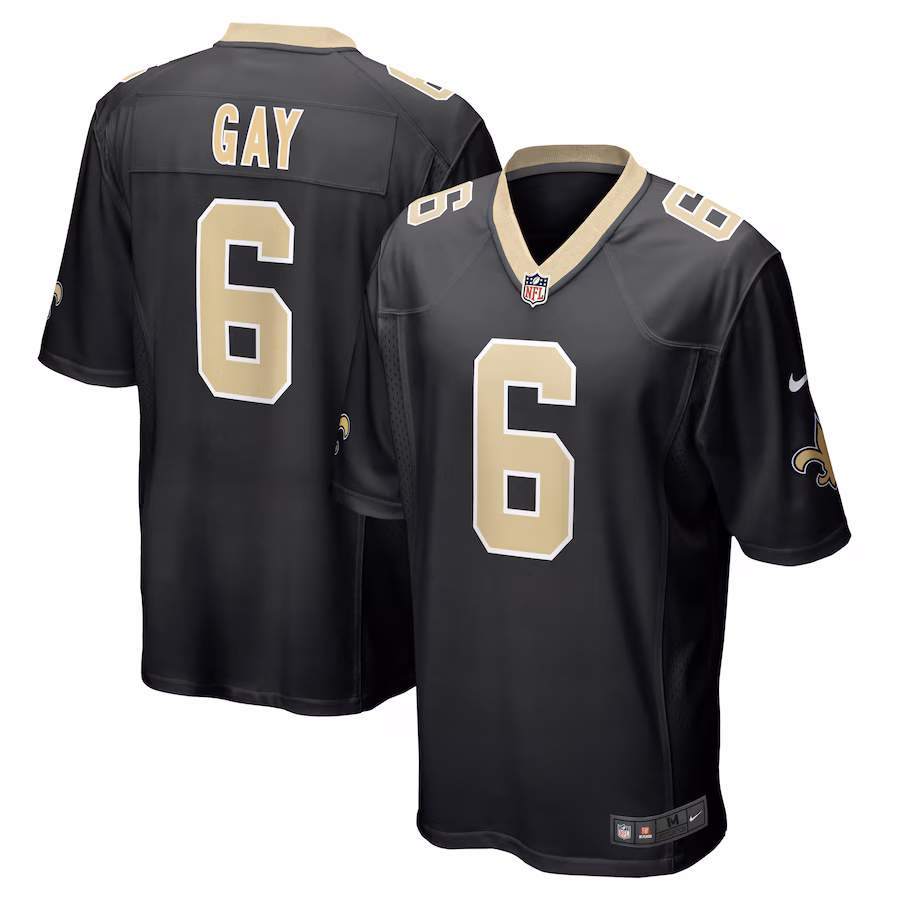 Men's New Orleans Saints Willie Gay Nike Black Game Jersey - ujerseystore