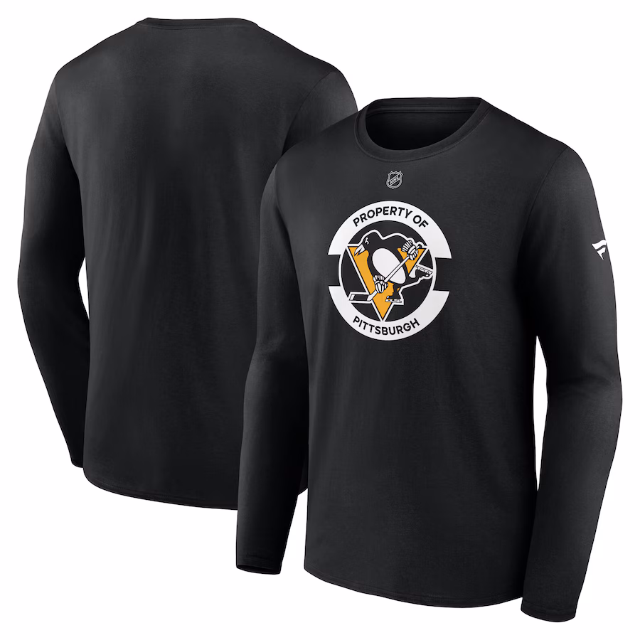 Men's Pittsburgh Penguins Fanatics Black Authentic Pro Core Secondary Long Sleeve T-Shirt - ujerseystore