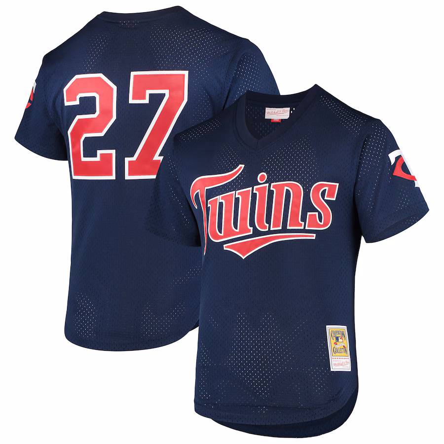 Men's Minnesota Twins David Ortiz Mitchell & Ness Navy 2002 Cooperstown Collection Mesh Batting Practice Jersey - ujerseystore