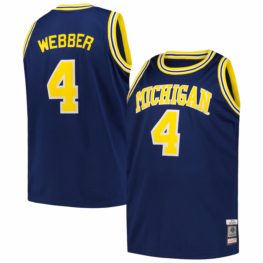 Men's Mitchell & Ness Chris Webber Navy Michigan Wolverines 1991/92 Big & Tall Swingman Jersey - ujerseystore
