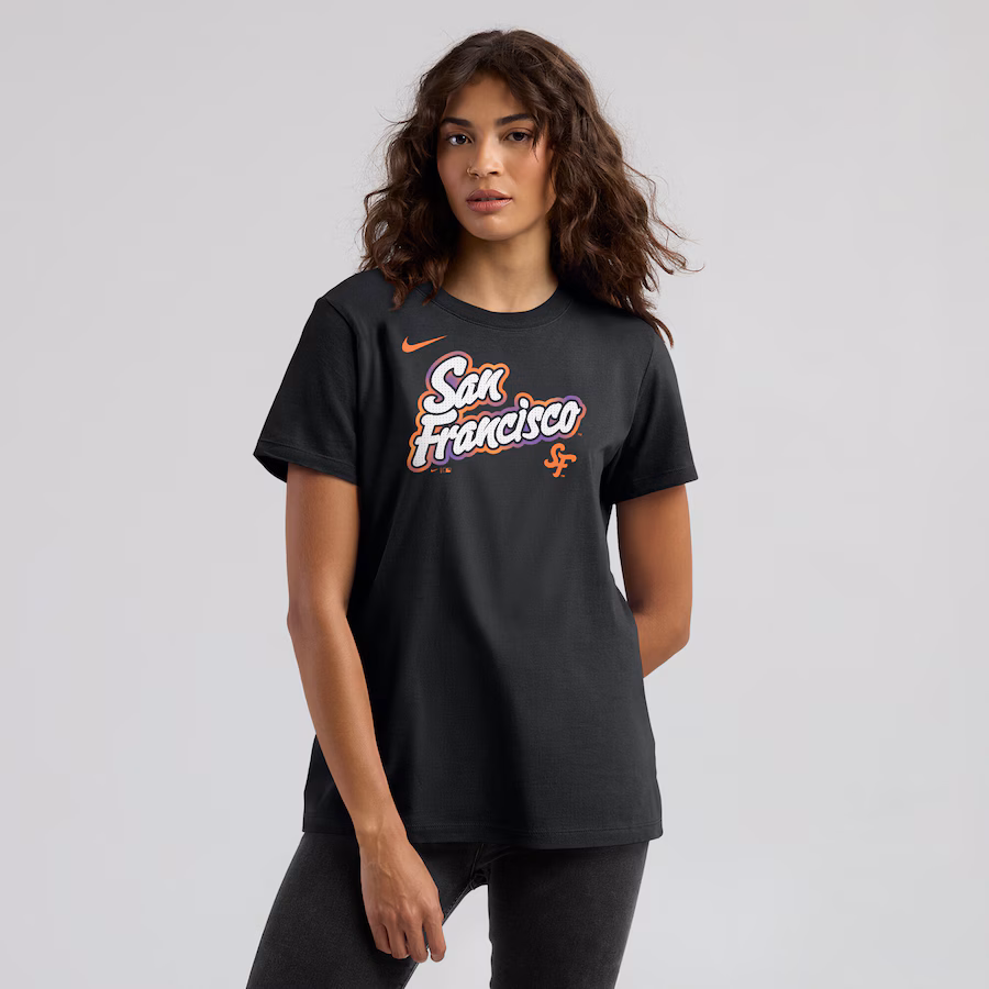 Women's San Francisco Giants Nike Black 2025 City Connect Wordmark T-Shirt - ujerseystore