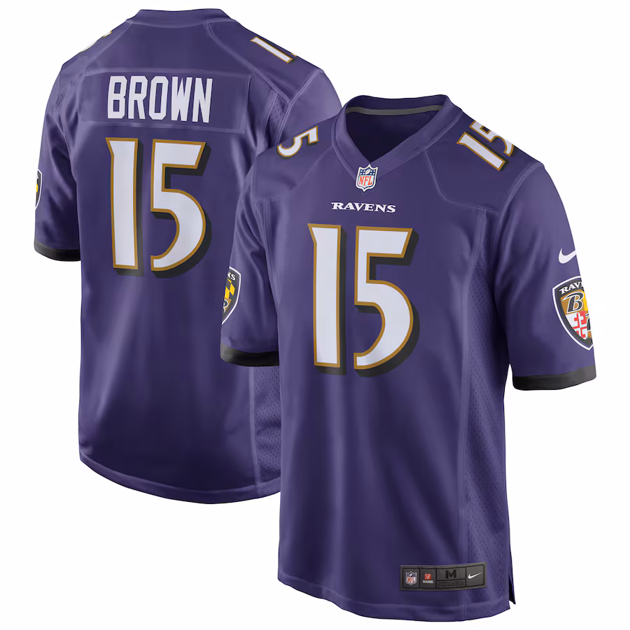 Men's Baltimore Ravens Marquise Brown Nike Purple Home Game Jersey - ujerseystore